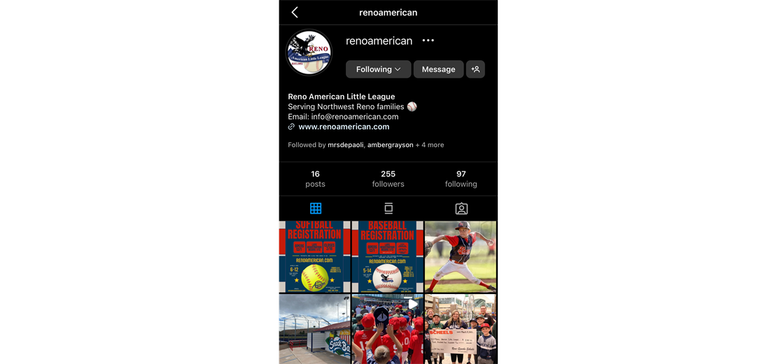 Follow Reno American Little League on Instagram!